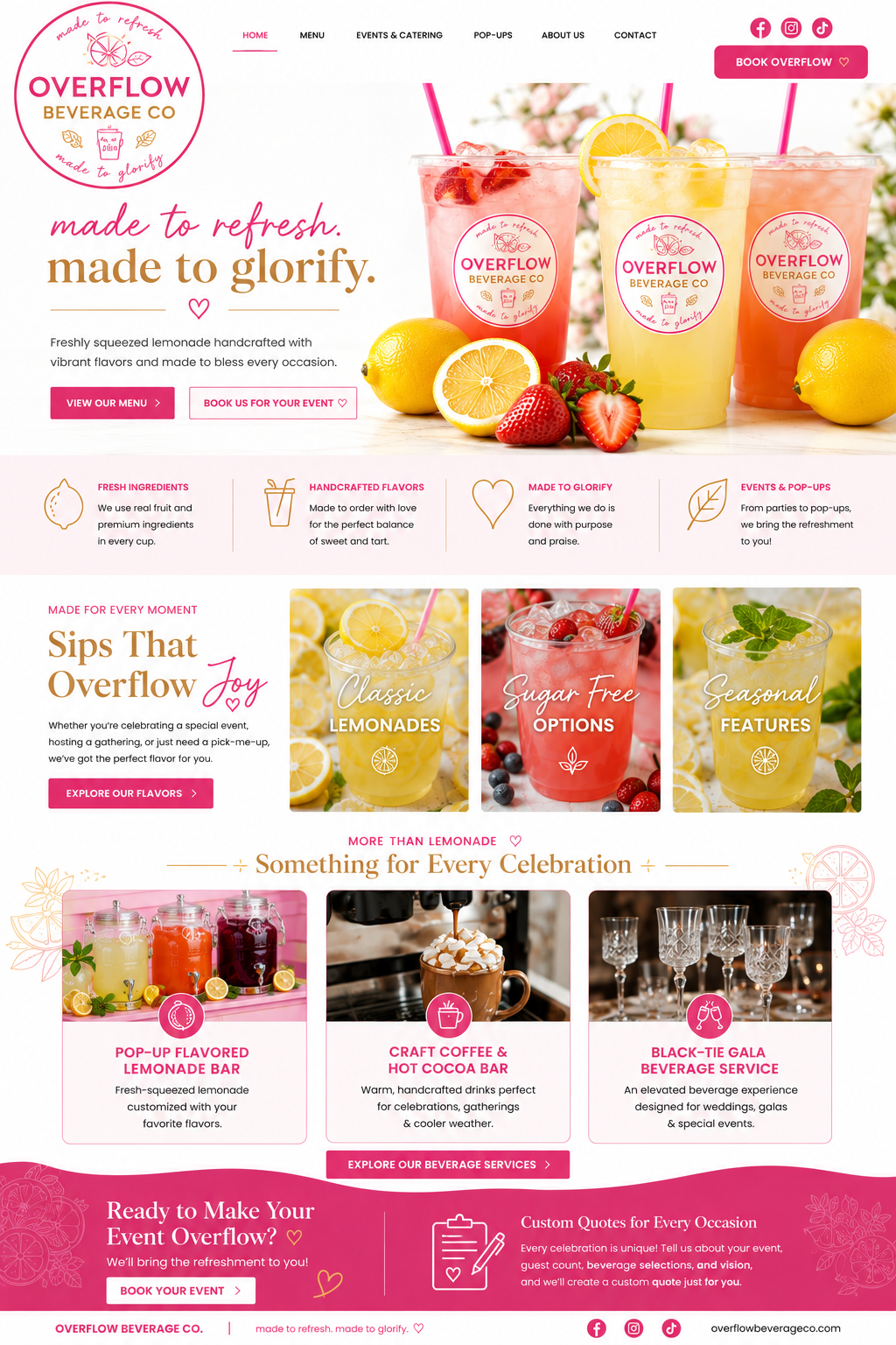 Overflow Beverage Co. homepage